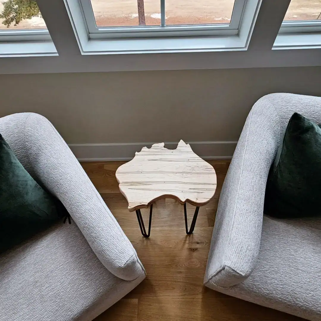 custom end table in the shape of australia