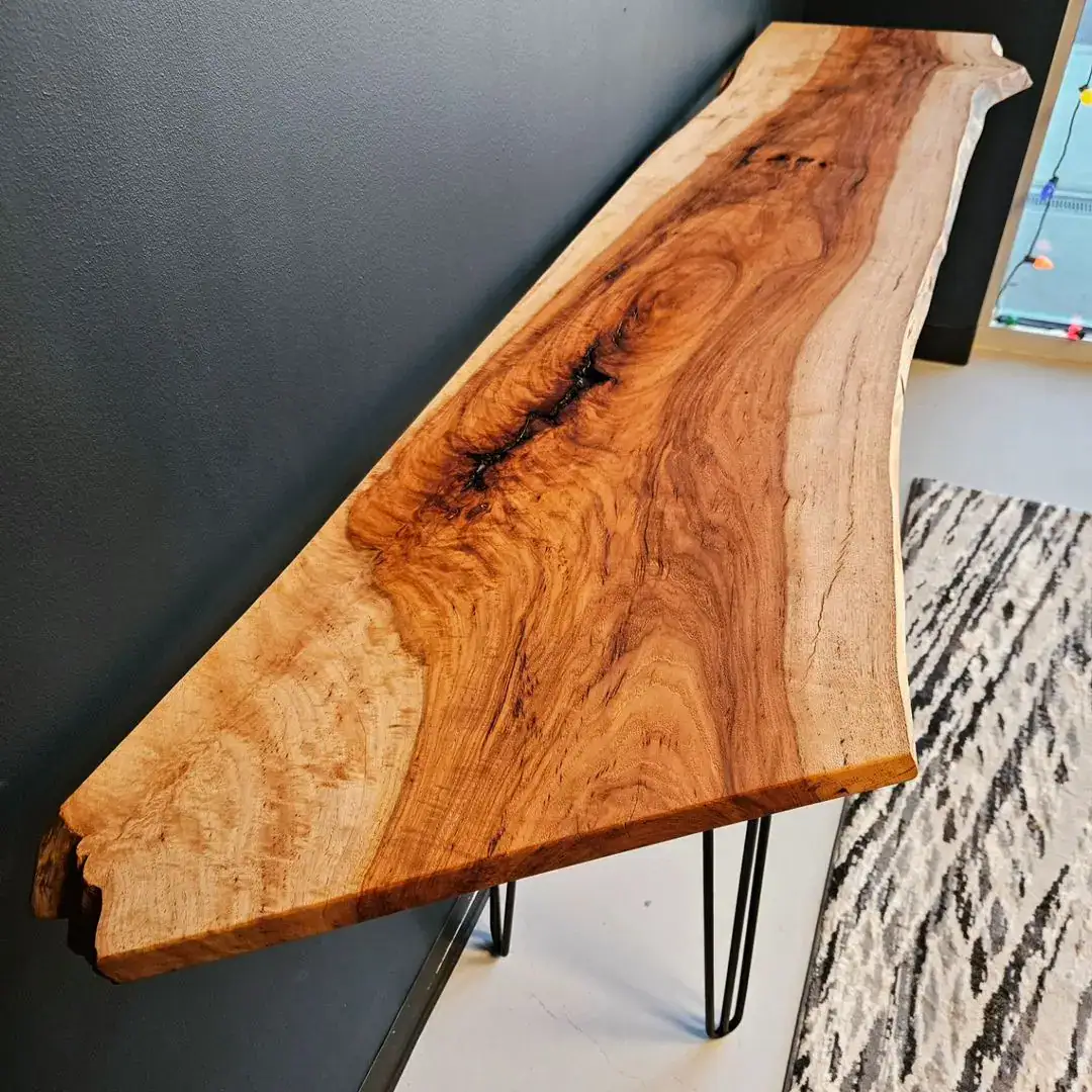 pecan slab sofa table