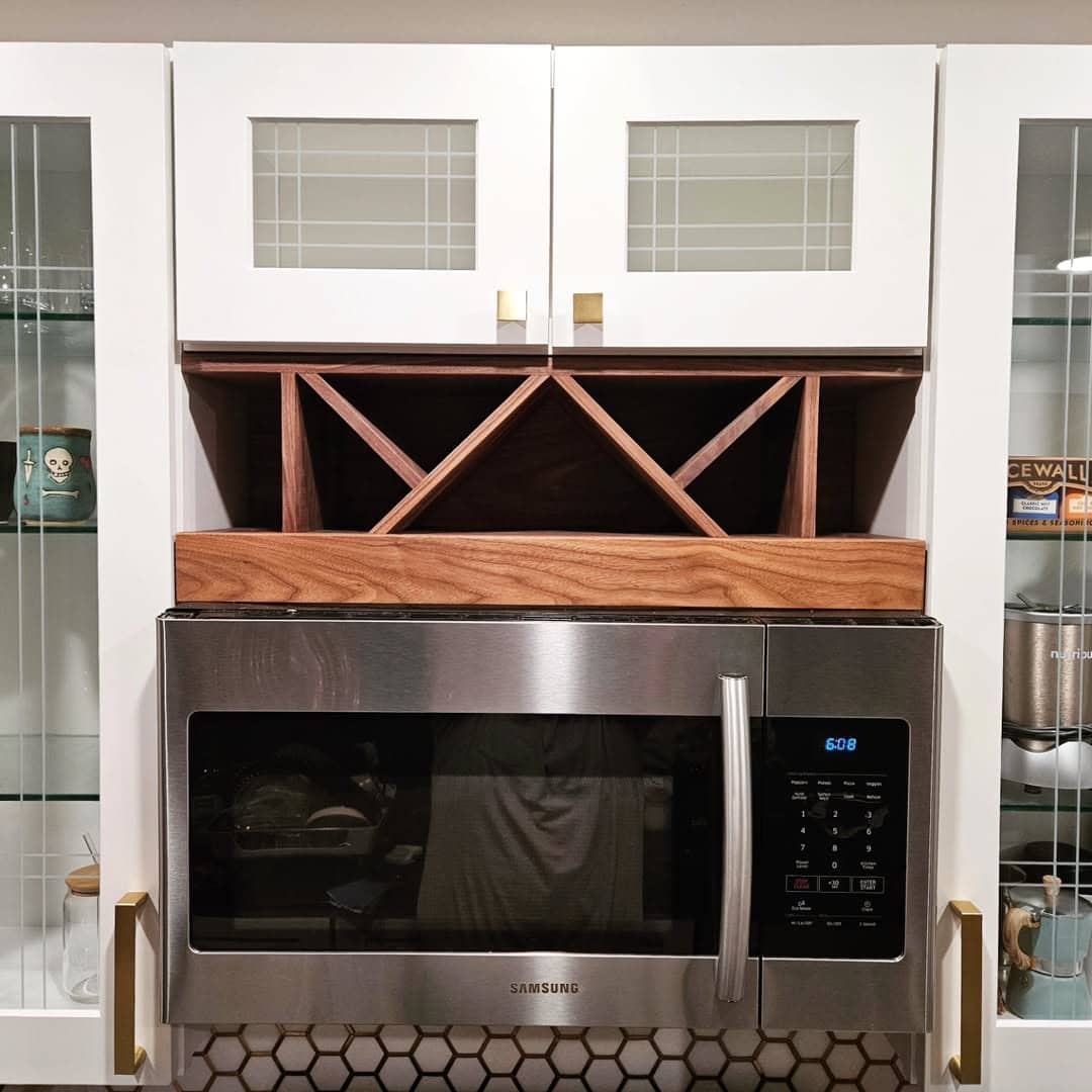 over microwave wine rack
